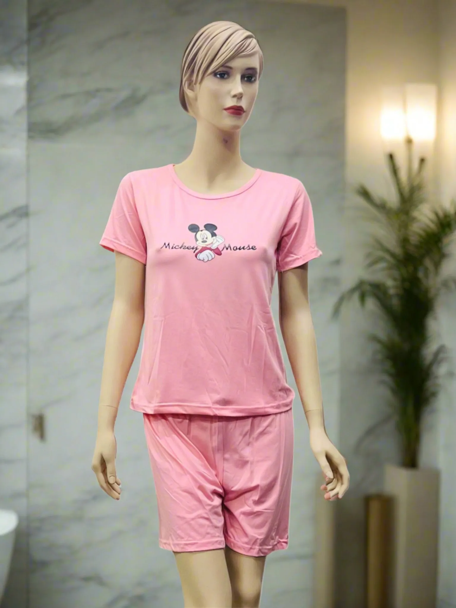 2 Pcs Nightwear T-Shirt & Shorts Set S3628448