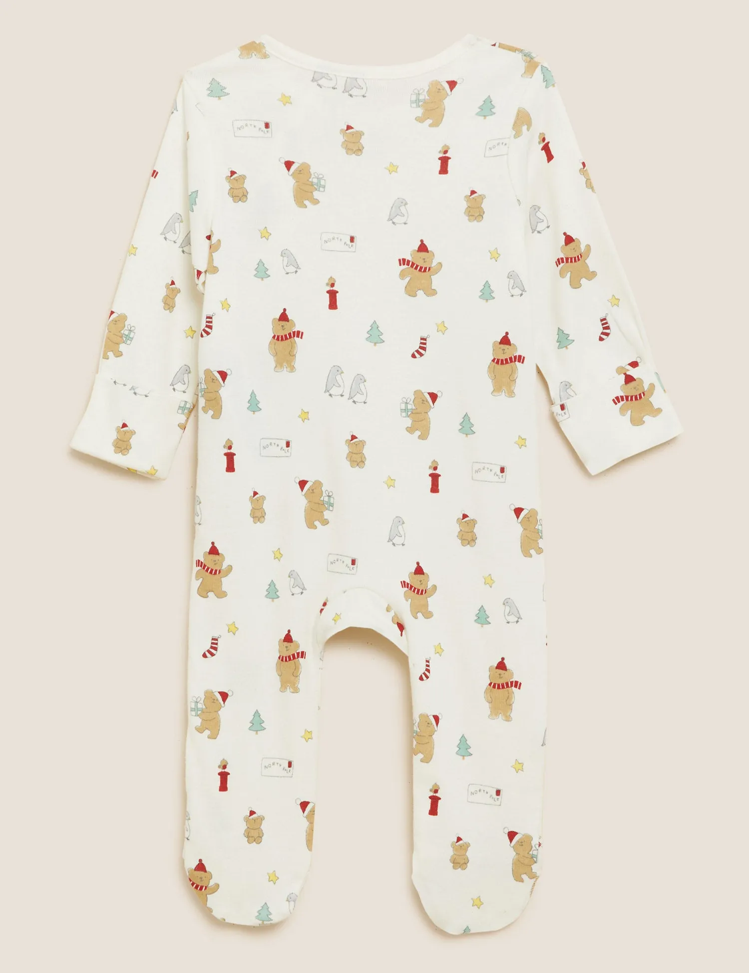 2pk Pure Cotton Christmas Sleepsuits