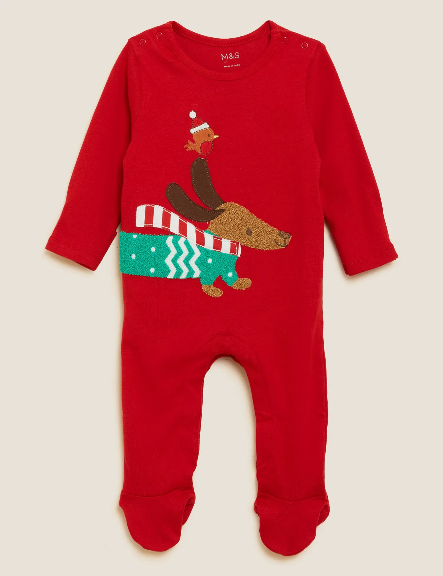 2pk Pure Cotton Christmas Sleepsuits