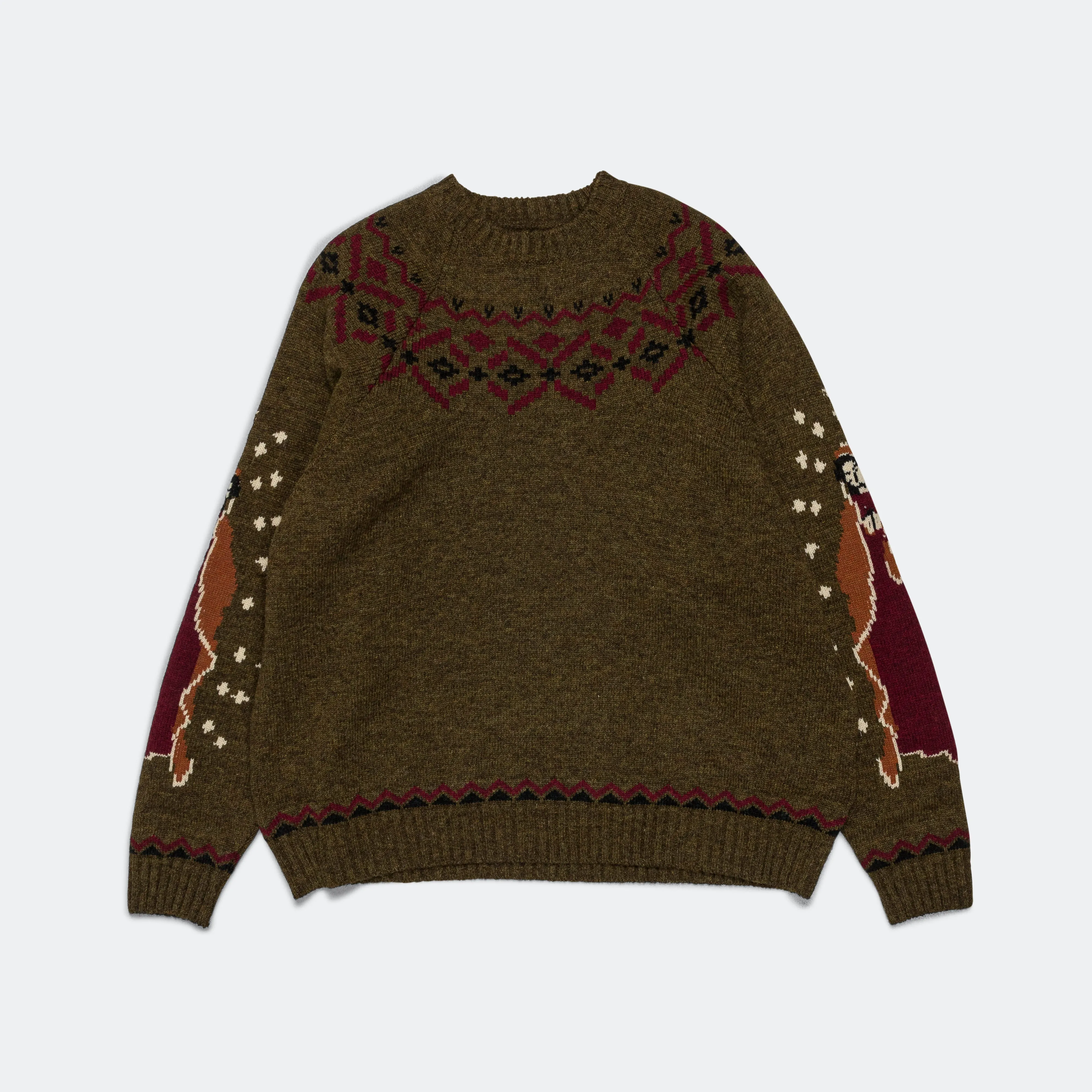 5G Wool Elbow VIRGIN MARY Nordic Sweater - Khaki