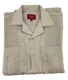 All Beige Collared Guayabera Shirt