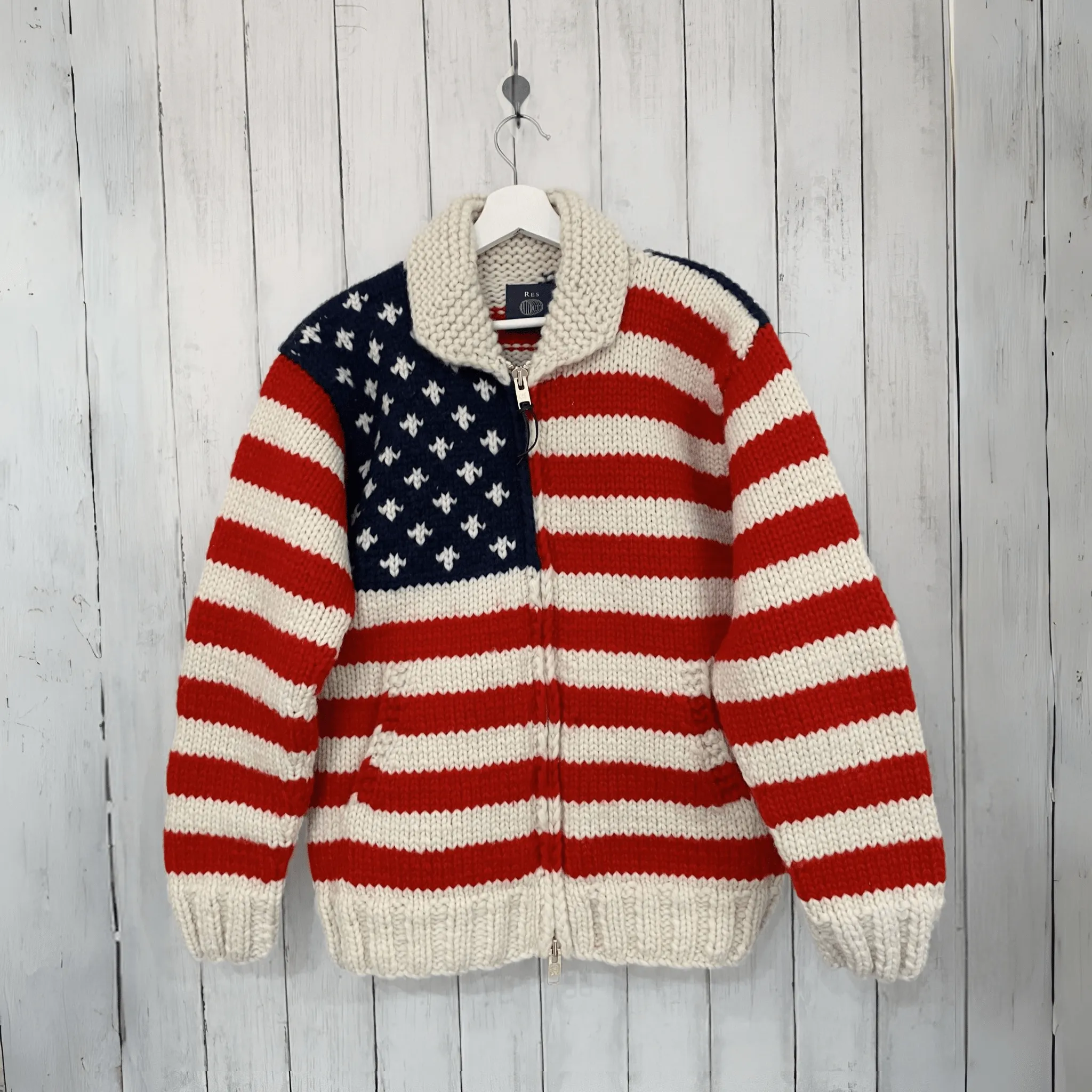 Premium Quality American Flag Design Cowichan Style Sweater