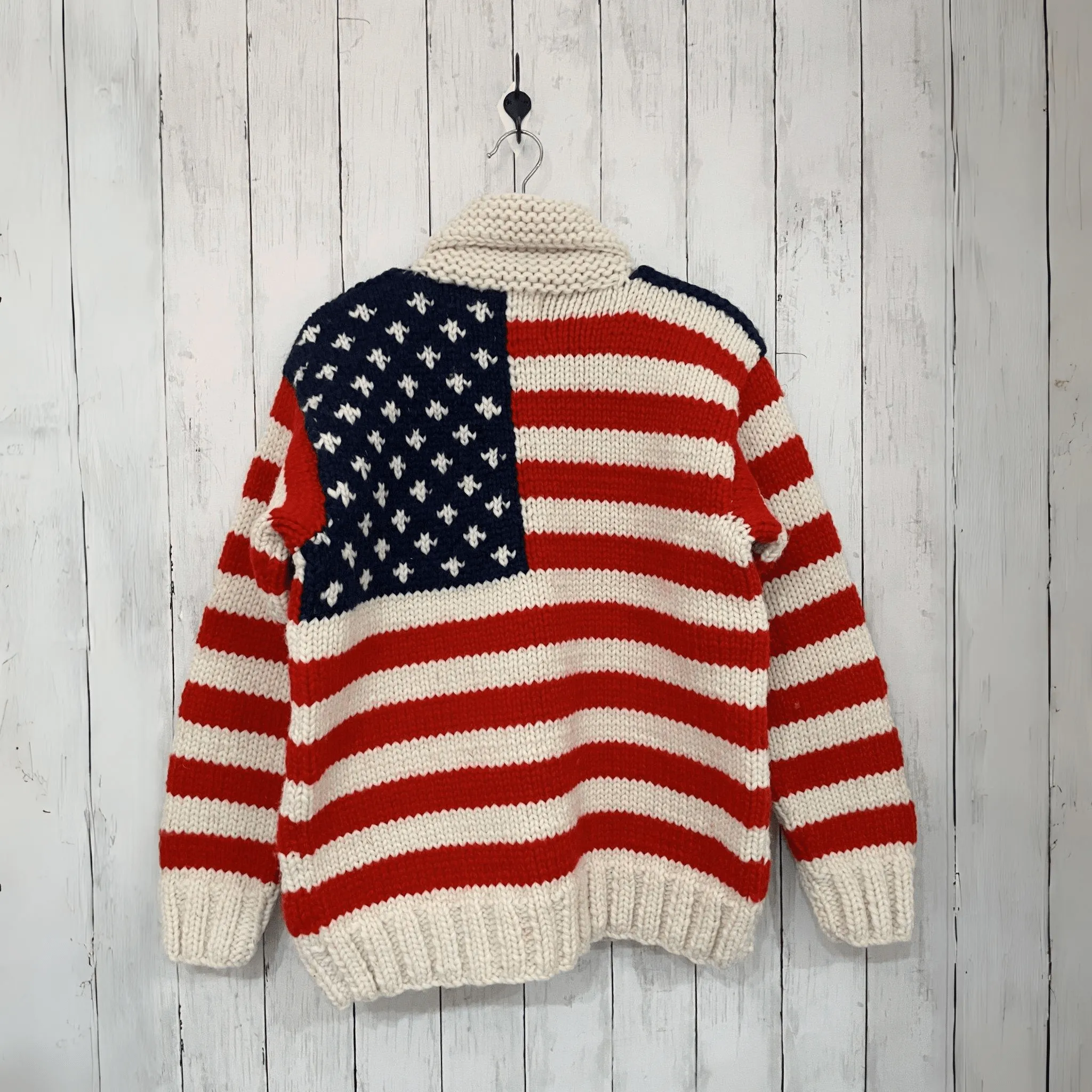 Premium Quality American Flag Design Cowichan Style Sweater