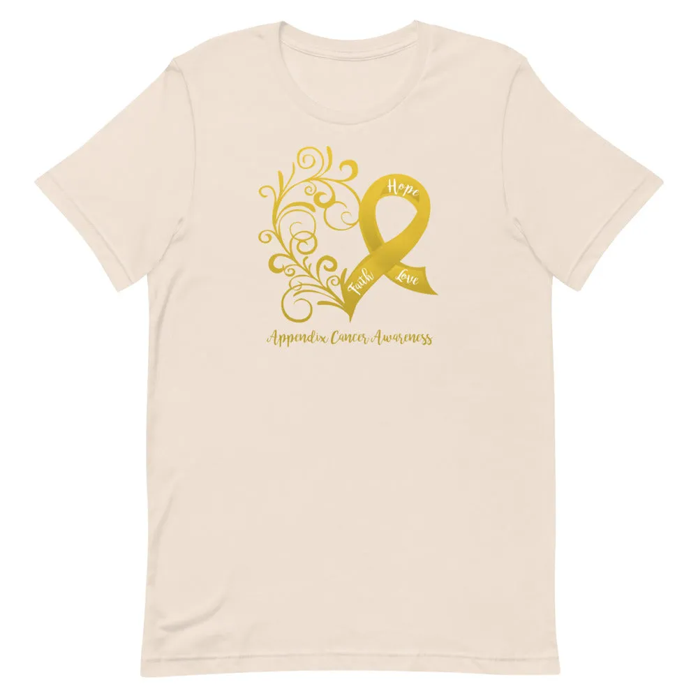 Appendix Cancer Awareness Heart T-Shirt (Several Colors Available)