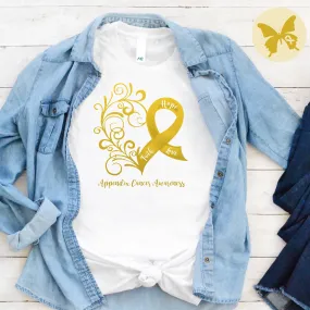 Appendix Cancer Awareness Heart T-Shirt (Several Colors Available)