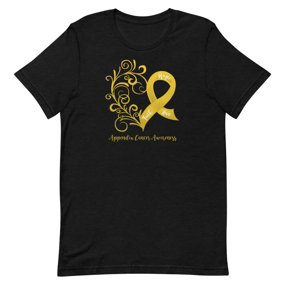 Appendix Cancer Awareness Heart T-Shirt (Several Colors Available)