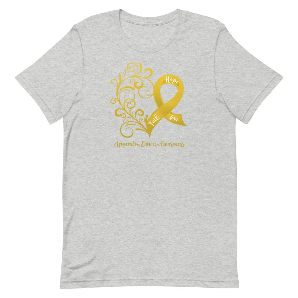 Appendix Cancer Awareness Heart T-Shirt (Several Colors Available)