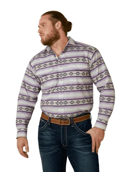 Ariat Men's Marlon Purple Oyster & Grey Aztec Classic Fit Long Sleeve Snap Up Shirt 10044982