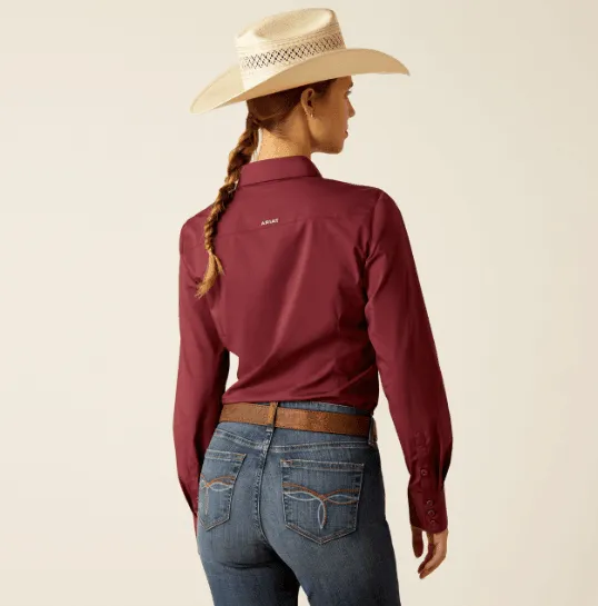 Ariat Women's Kirby Burgundy Stretch Long Sleeve Western Shirt 10048885