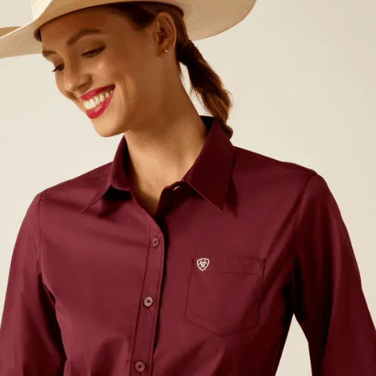 Ariat Women's Kirby Burgundy Stretch Long Sleeve Western Shirt 10048885