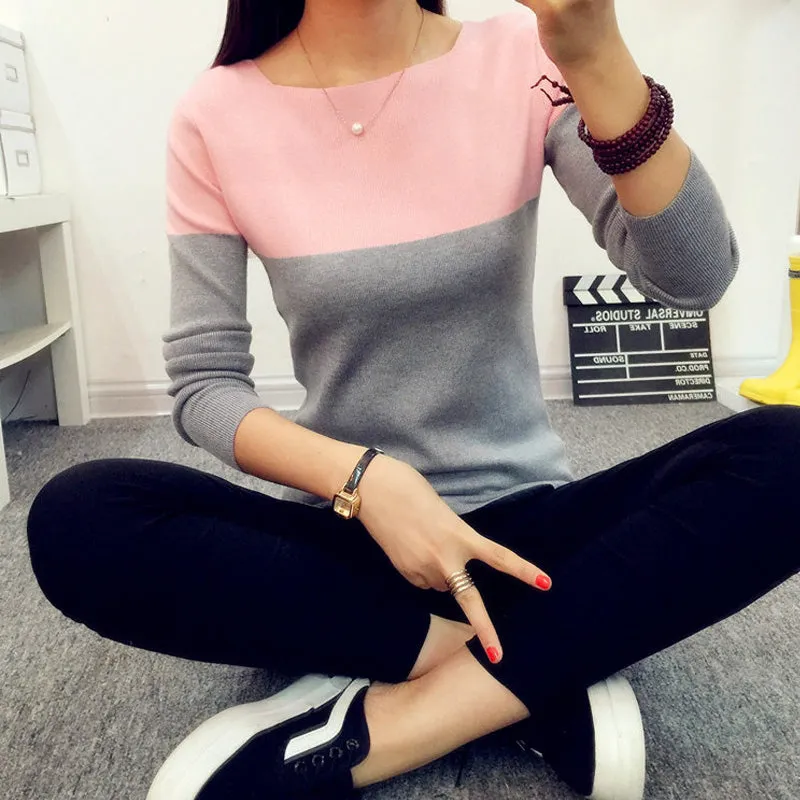 Autumn Winter Sweater Women Knit High Elastic Jumper Tops Pull