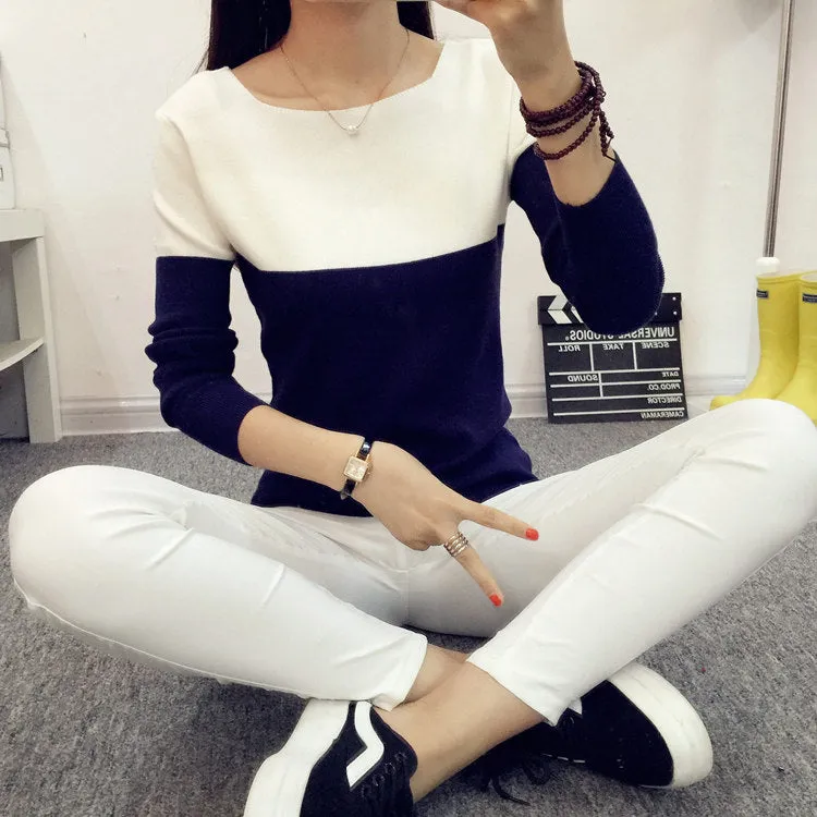 Autumn Winter Sweater Women Knit High Elastic Jumper Tops Pull