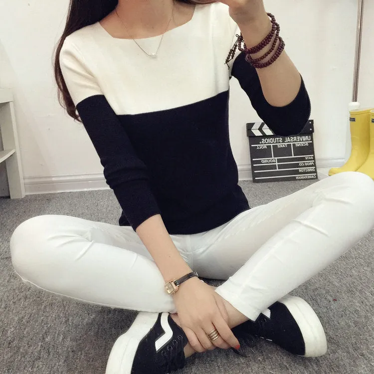 Autumn Winter Sweater Women Knit High Elastic Jumper Tops Pull