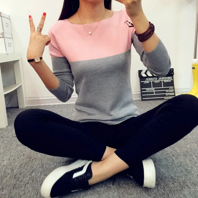 Autumn Winter Sweater Women Knit High Elastic Jumper Tops Pull