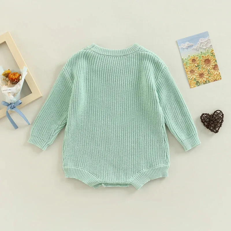 Baby Deluxe Sweater Knit Long Sleeve Romper Onesie Layette