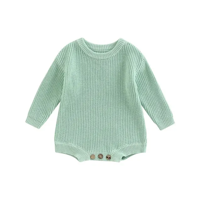 Baby Deluxe Sweater Knit Long Sleeve Romper Onesie Layette