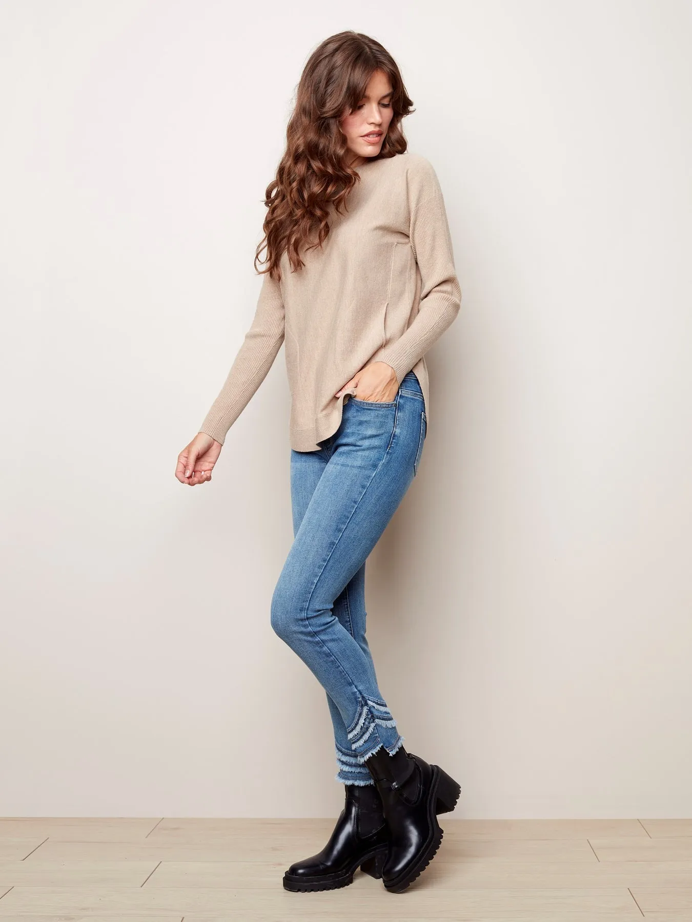 BACK LACE-UP DETAIL SWEATER