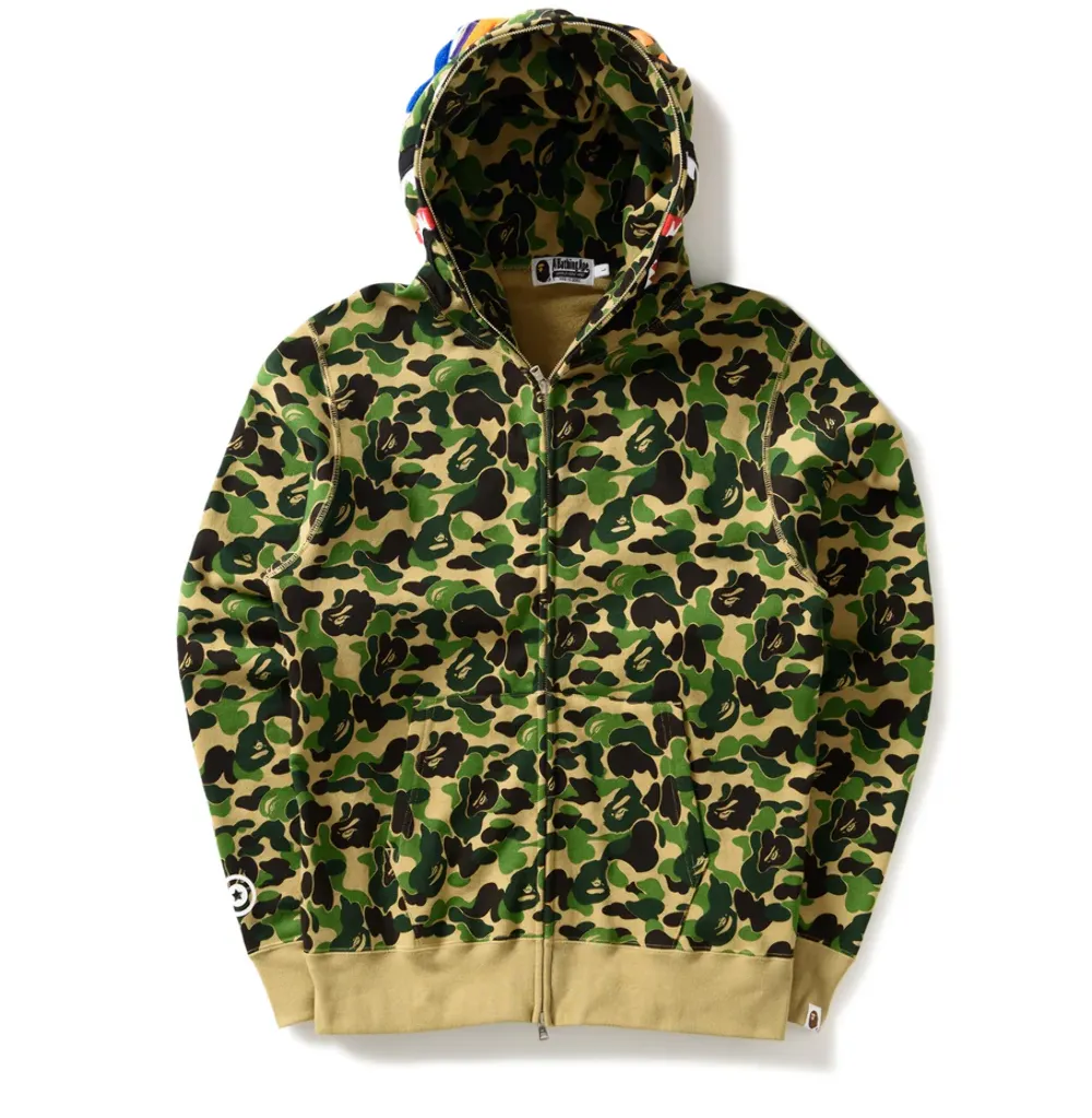 Bape New Multi Camo 2ND Shark Hoodie Green 001ZPI801011MGRN