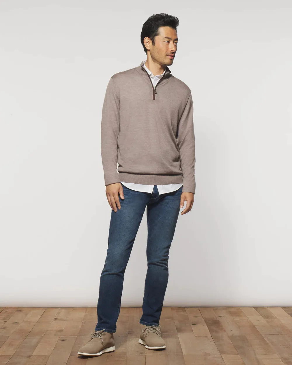 Baron 1/4 Zip Pullover Sweater in Oatmeal