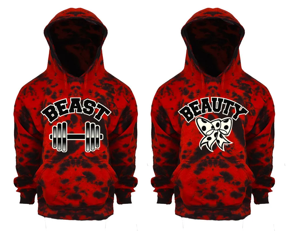 Beast Beauty Couple Tie Dye Pullover Hoodies, Matching Tie Dye Hoodies