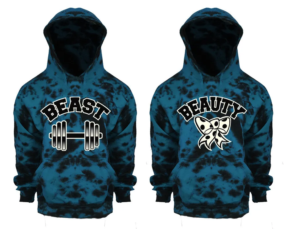 Beast Beauty Couple Tie Dye Pullover Hoodies, Matching Tie Dye Hoodies