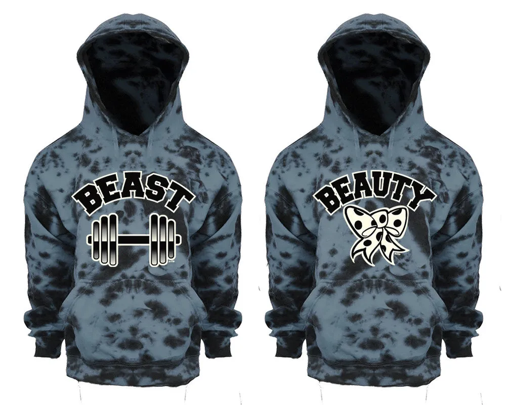 Beast Beauty Couple Tie Dye Pullover Hoodies, Matching Tie Dye Hoodies