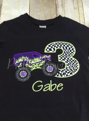 Boys Birthday Monster Truck - Monster Truck Birthday Shirt any age you can pick colors and fabrics