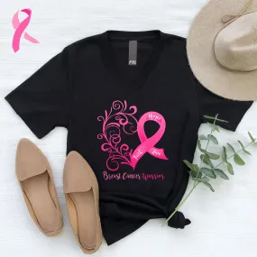 Breast Cancer Warrior V-Neck T-Shirt