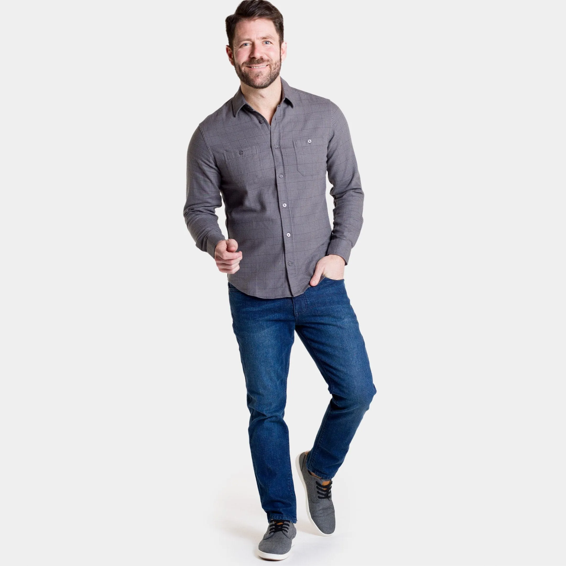 Charcoal Glen Plaid Flannel Shirt