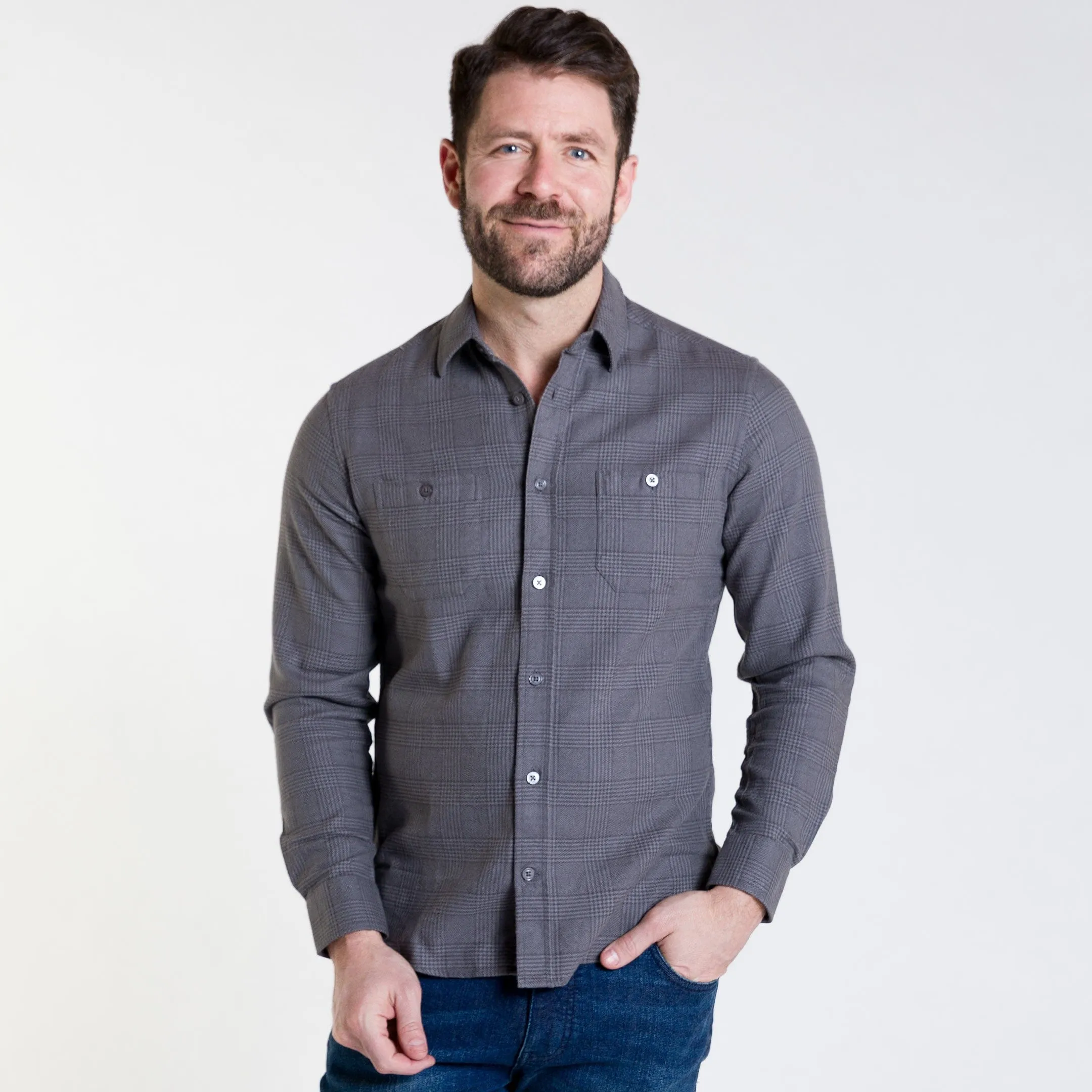 Charcoal Glen Plaid Flannel Shirt