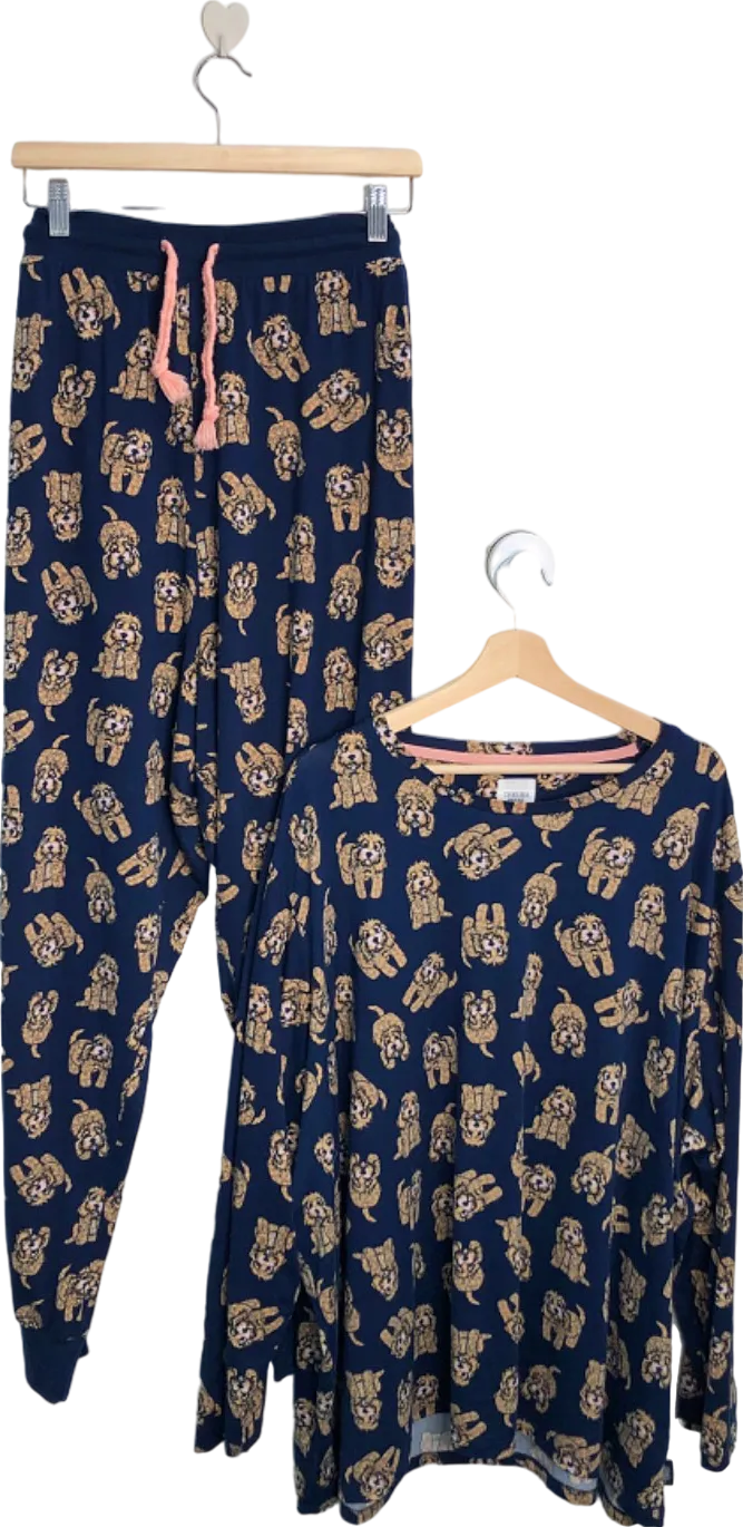 Chelsea Peers Navy Dog Print Pyjama Set UK 28