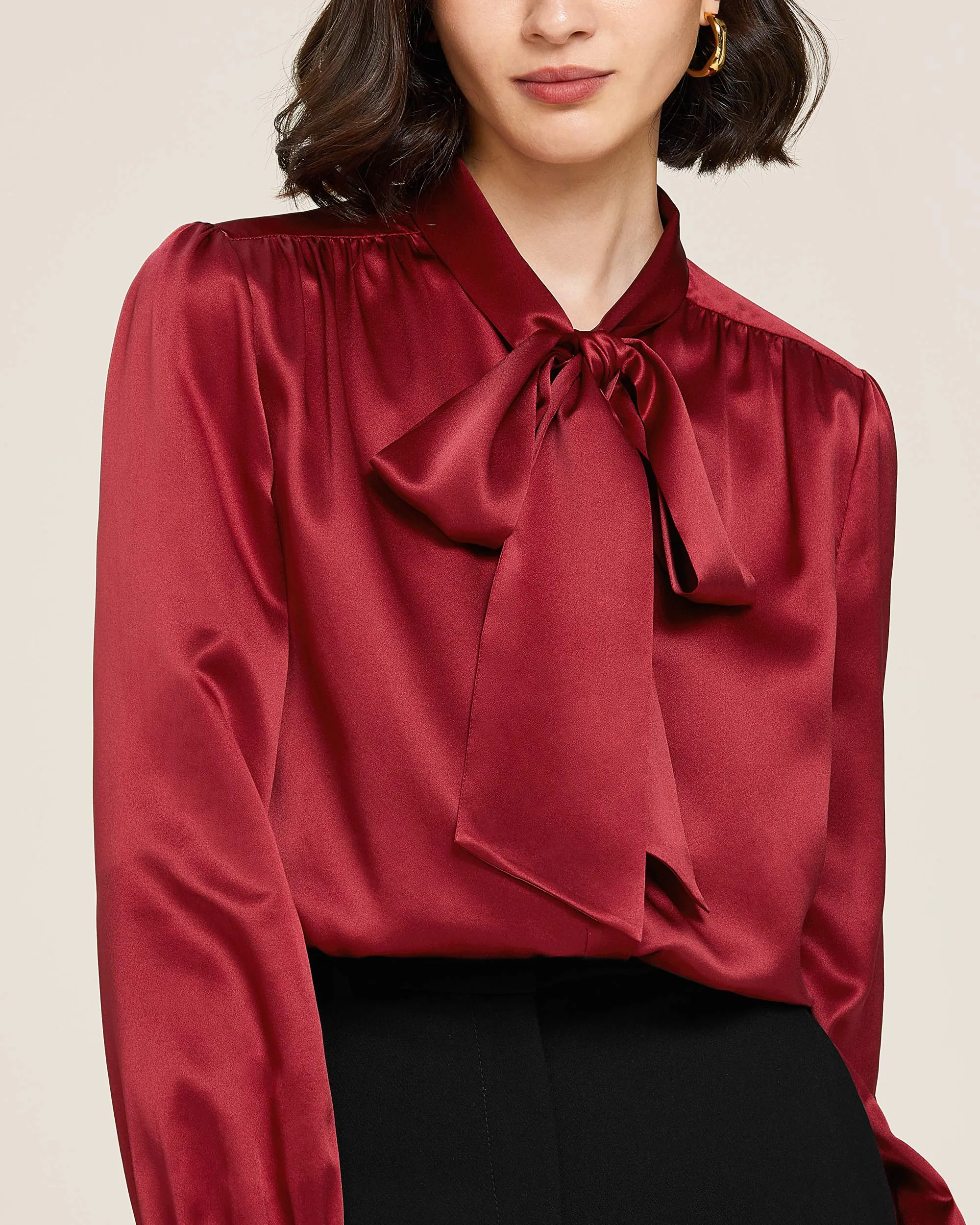 Clearance 22MM Bow-tie Neck Silk Shirt