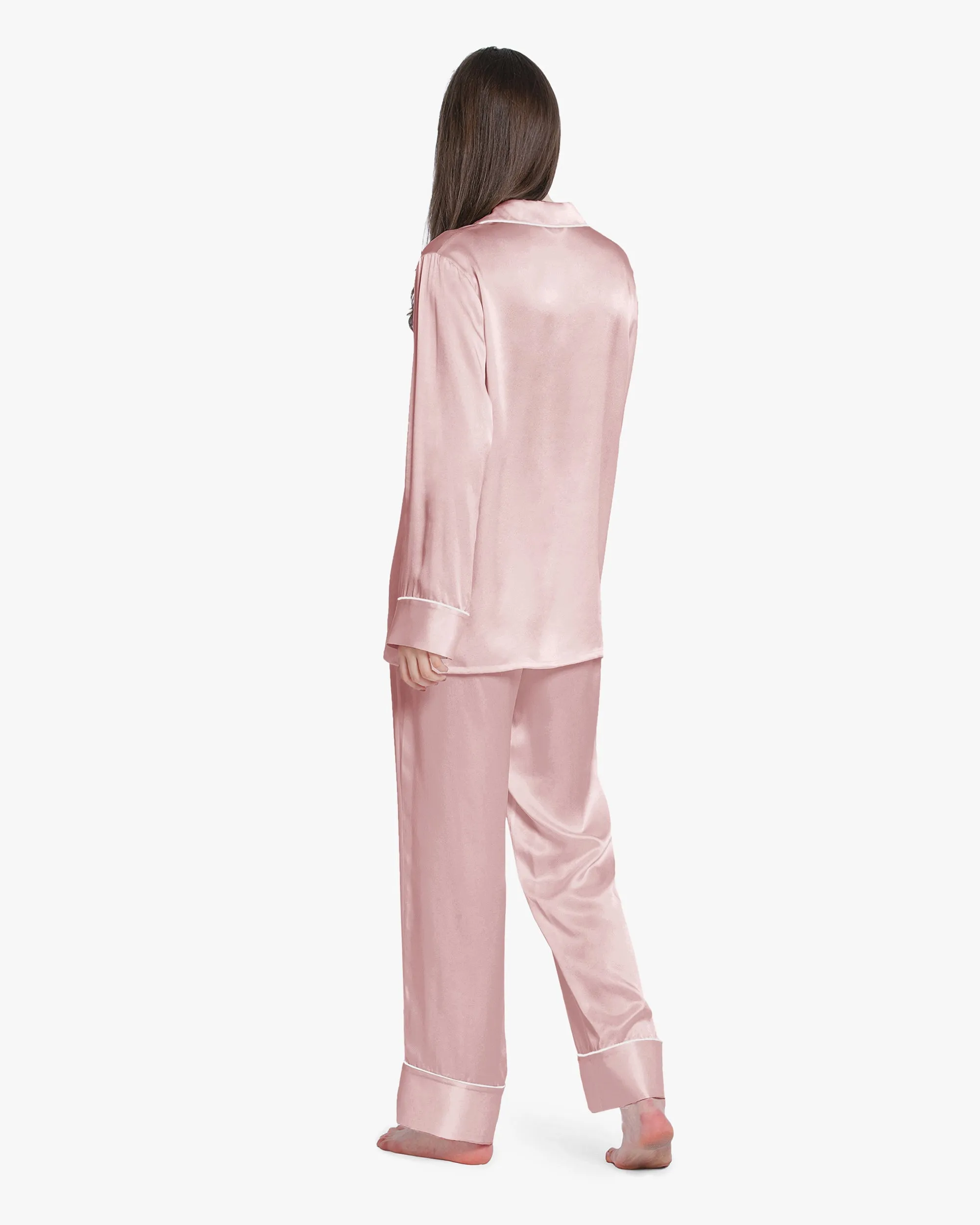 Clearance Piped Silk Pajamas - For Women