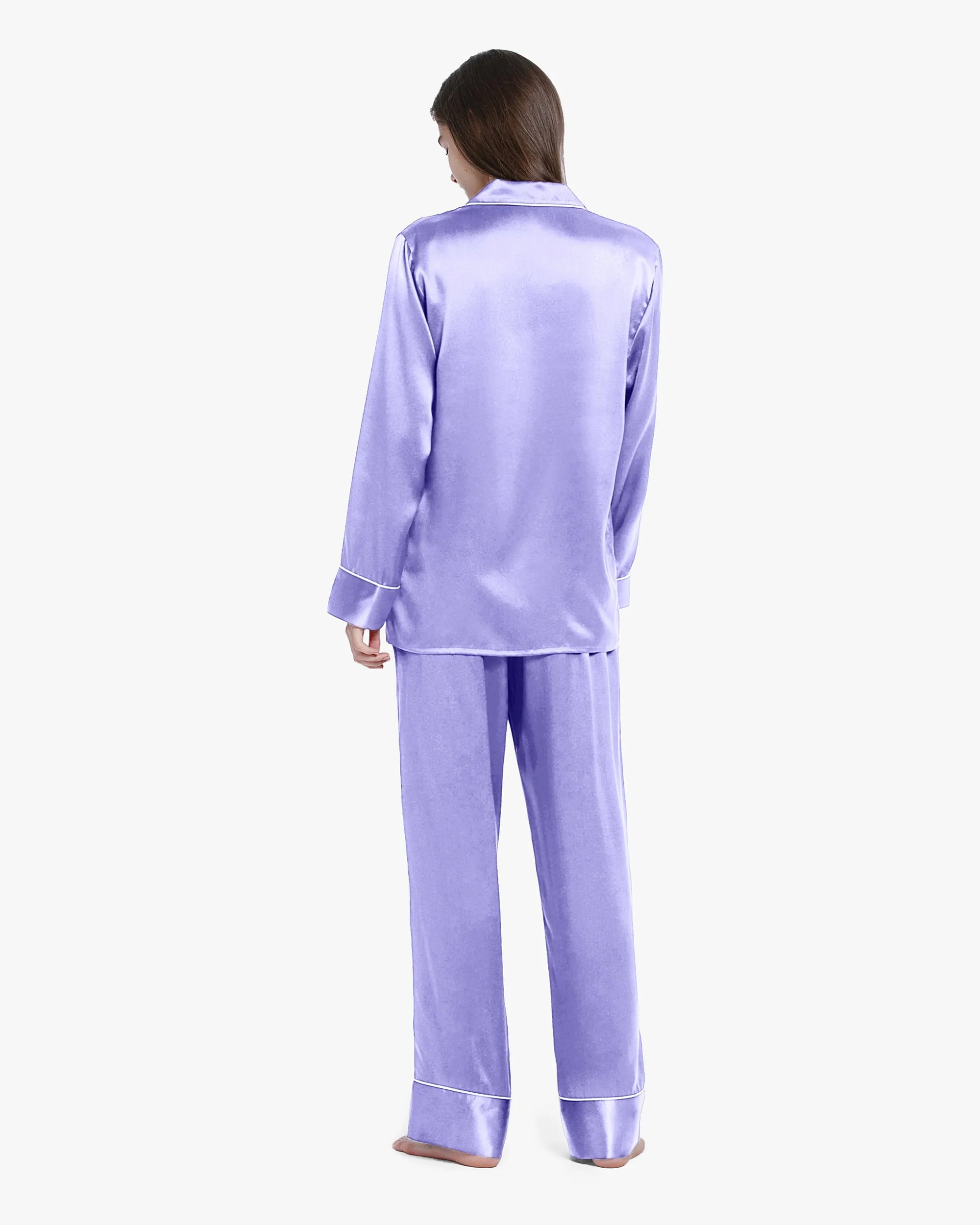 Clearance Piped Silk Pajamas - For Women