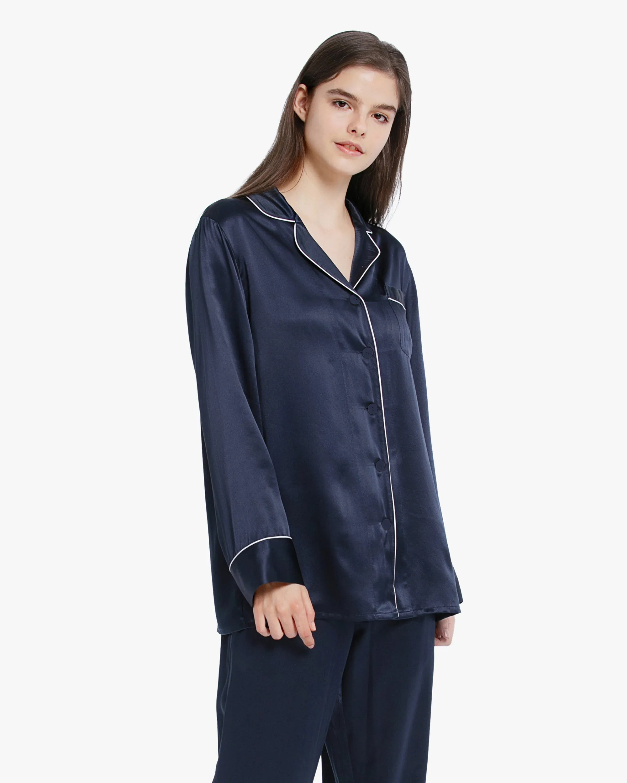 Clearance Piped Silk Pajamas - For Women