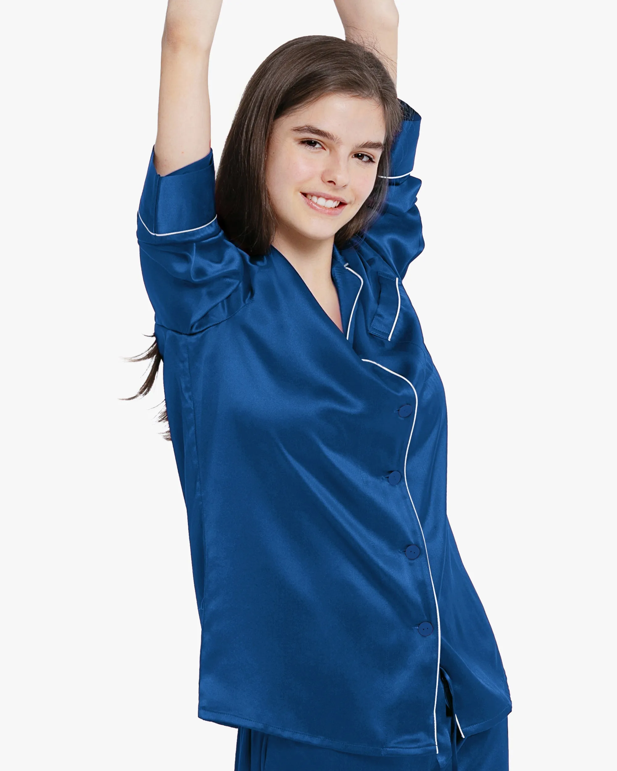 Clearance Piped Silk Pajamas - For Women