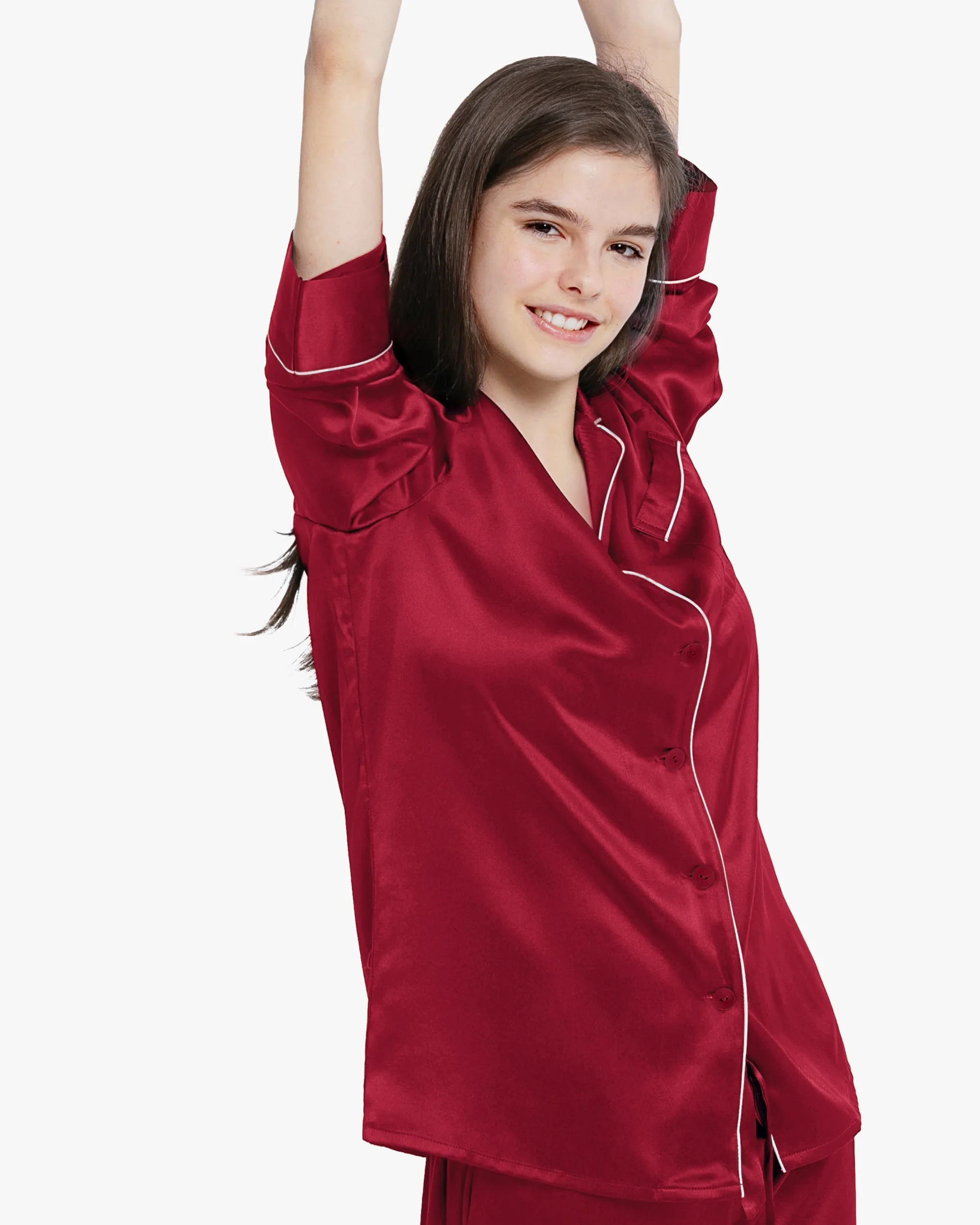 Clearance Piped Silk Pajamas - For Women