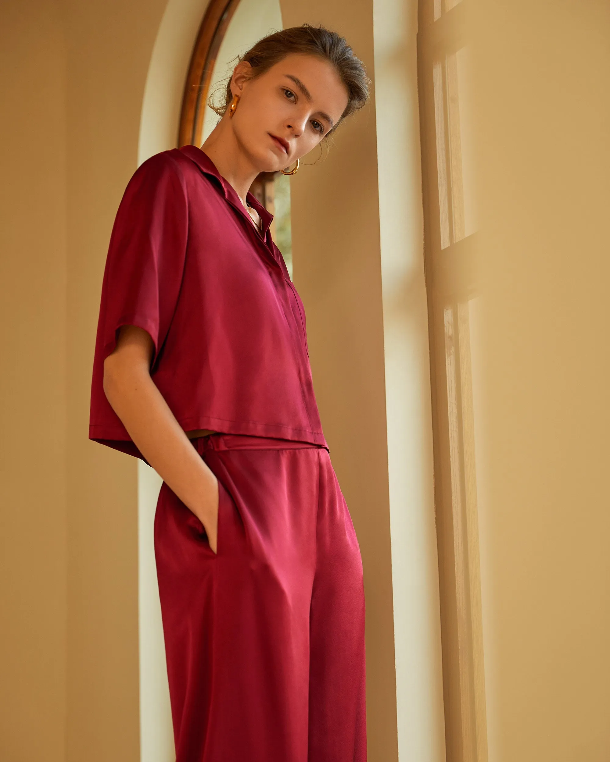 Clearance Short Sleeve Silk Pajamas