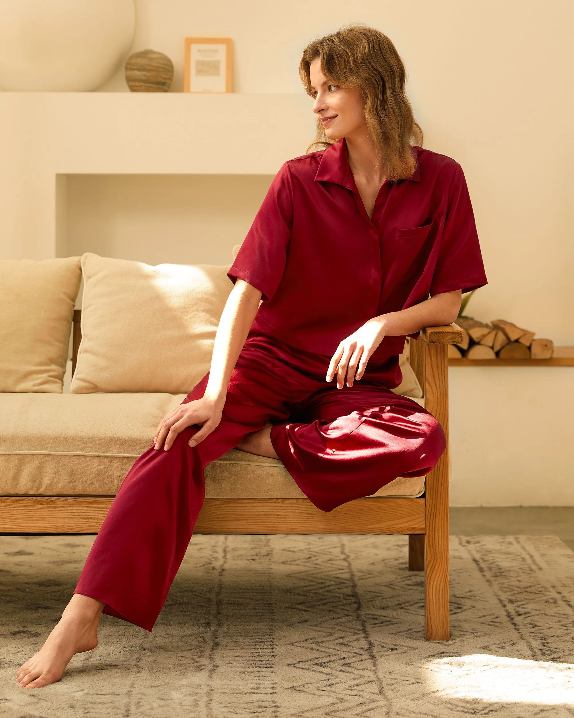 Clearance Short Sleeve Silk Pajamas