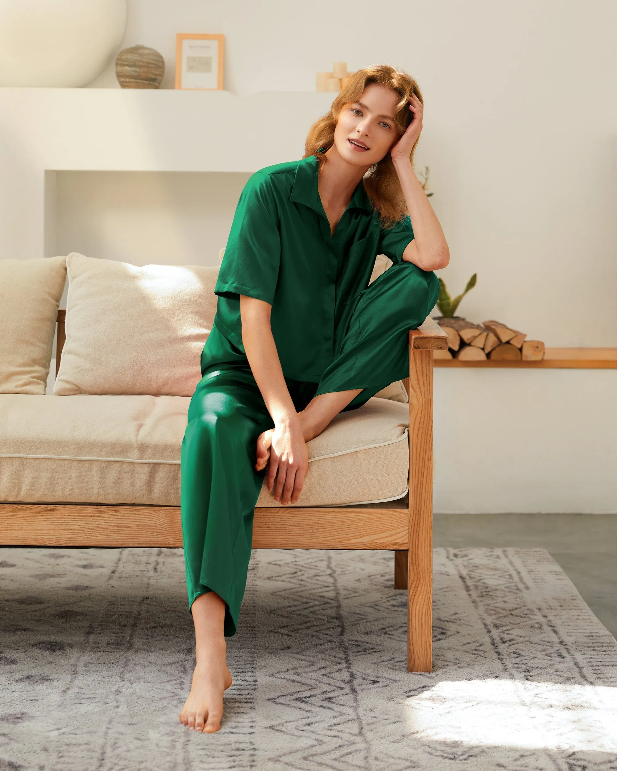 Clearance Short Sleeve Silk Pajamas