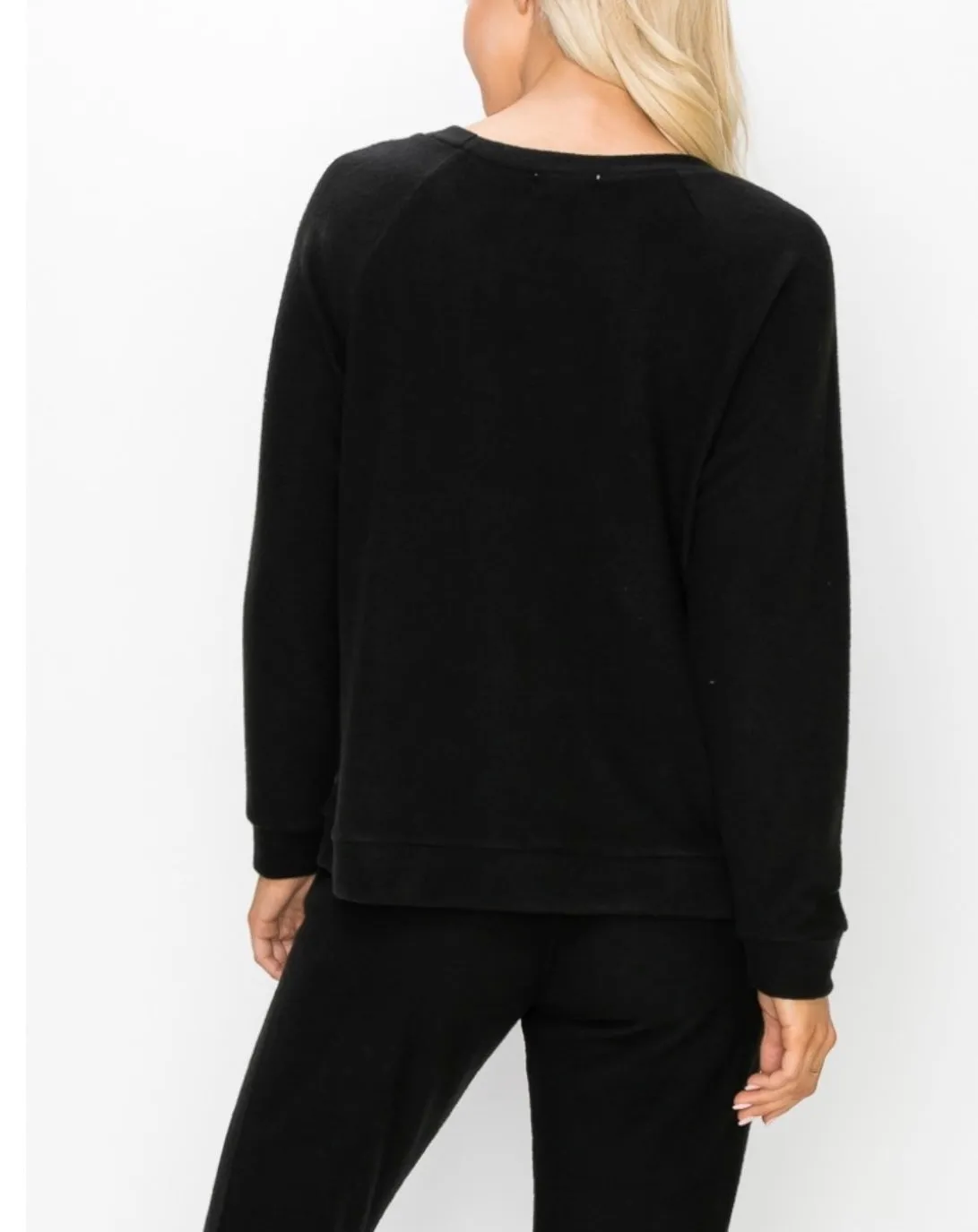 Comfy top with dolman sleeves top in our black comfy brushed Jersey