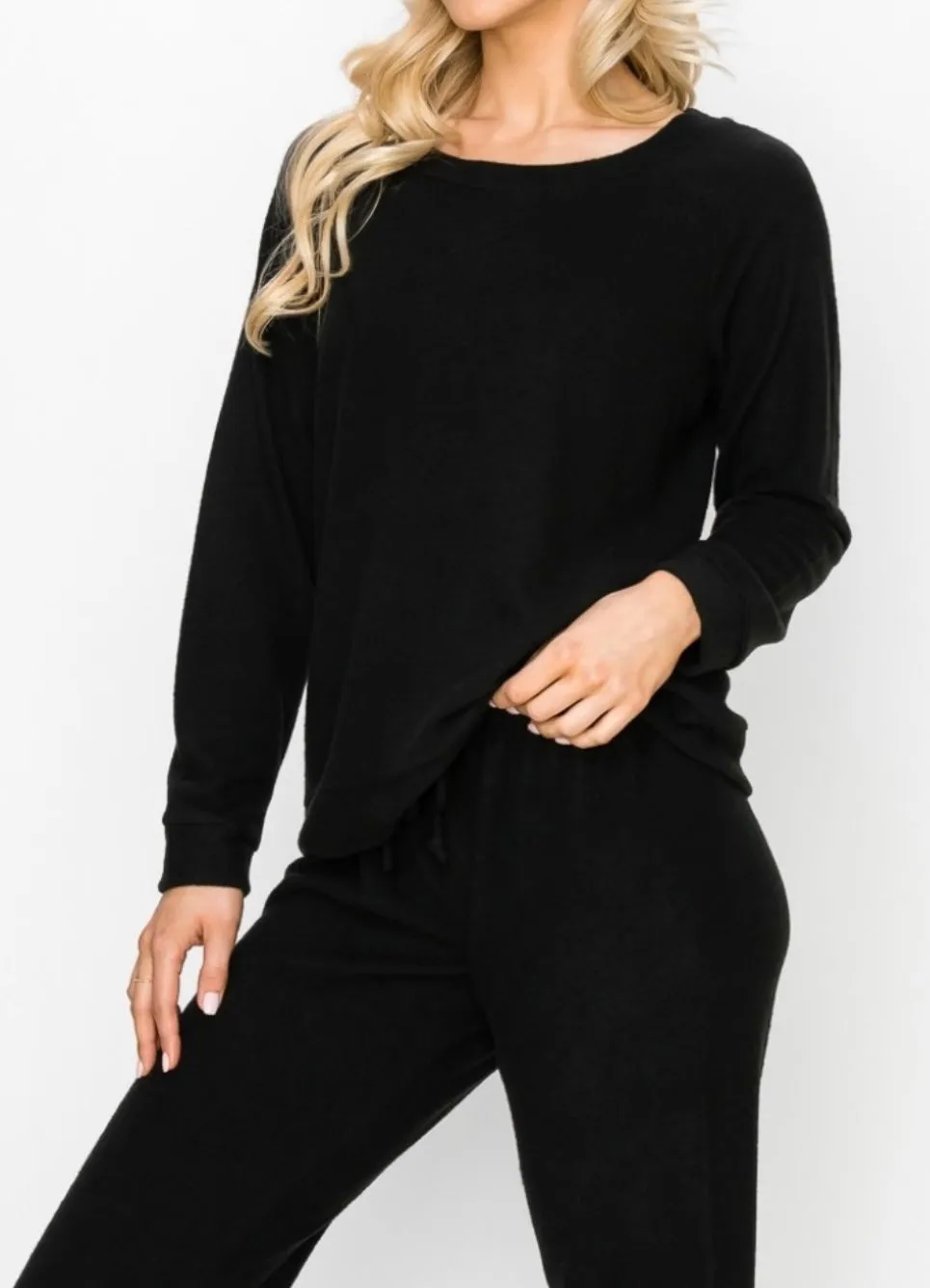 Comfy top with dolman sleeves top in our black comfy brushed Jersey