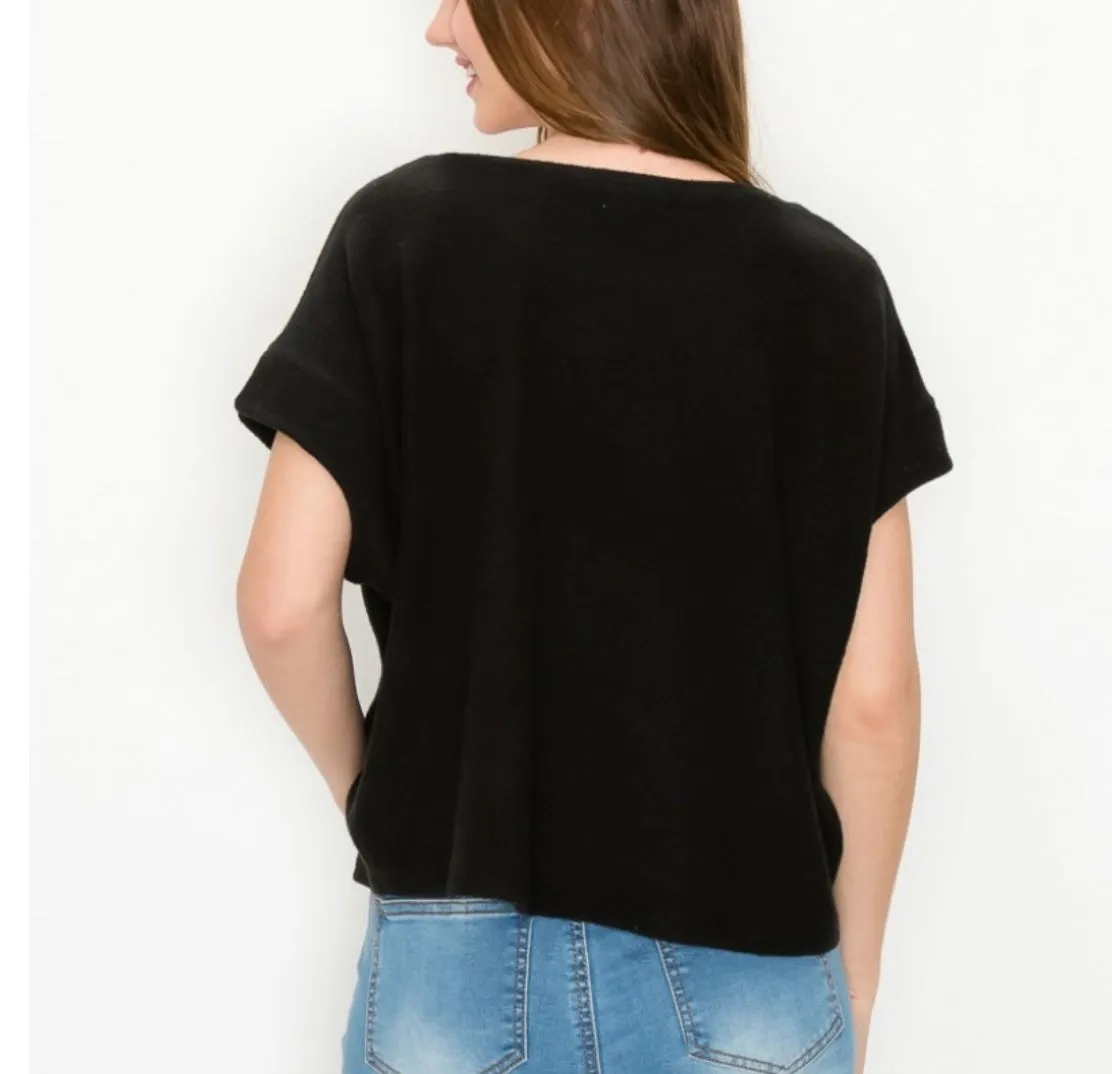 Comfy top with dolman sleeves top in our black comfy brushed Jersey