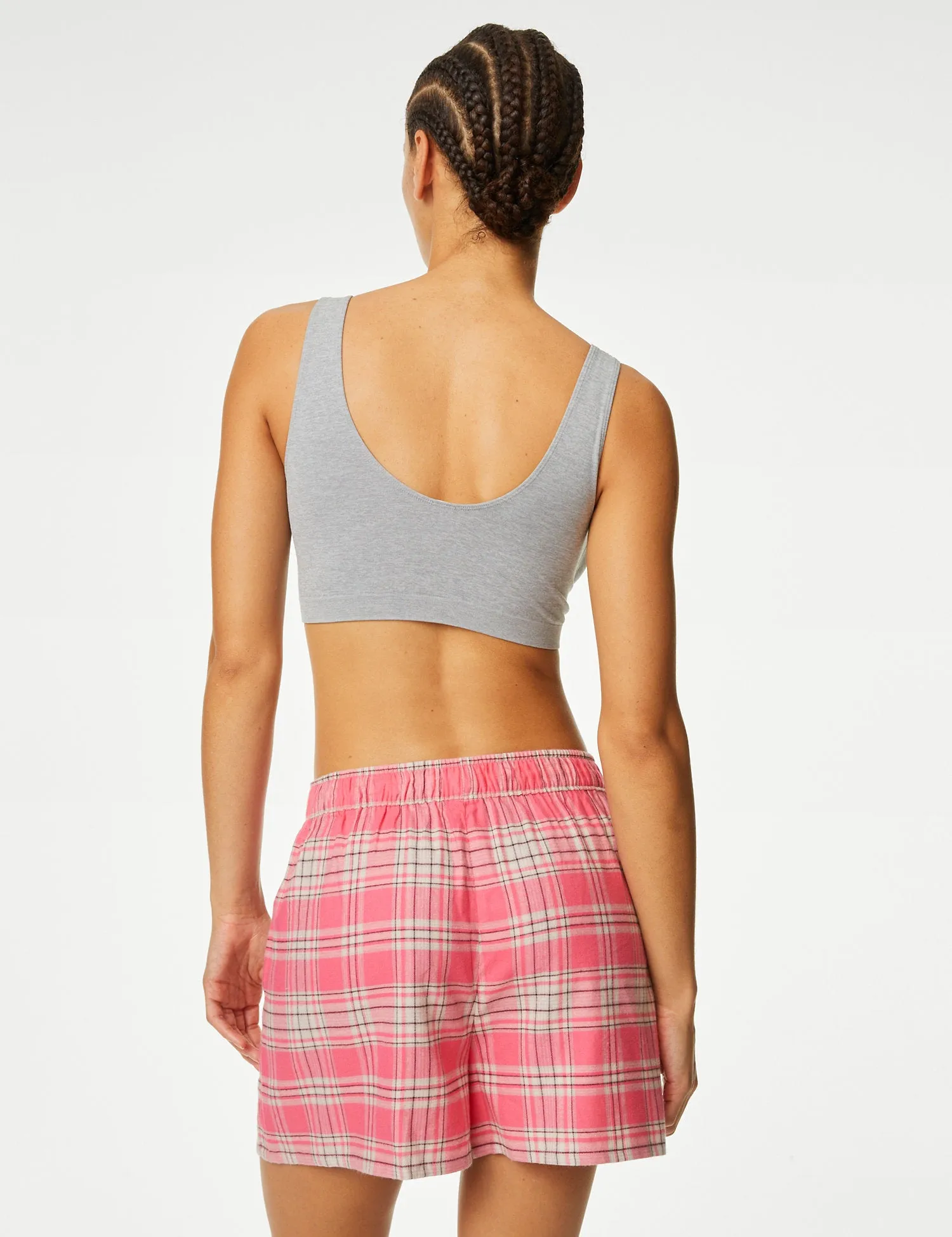 Cotton Blend Checked Pyjama Shorts