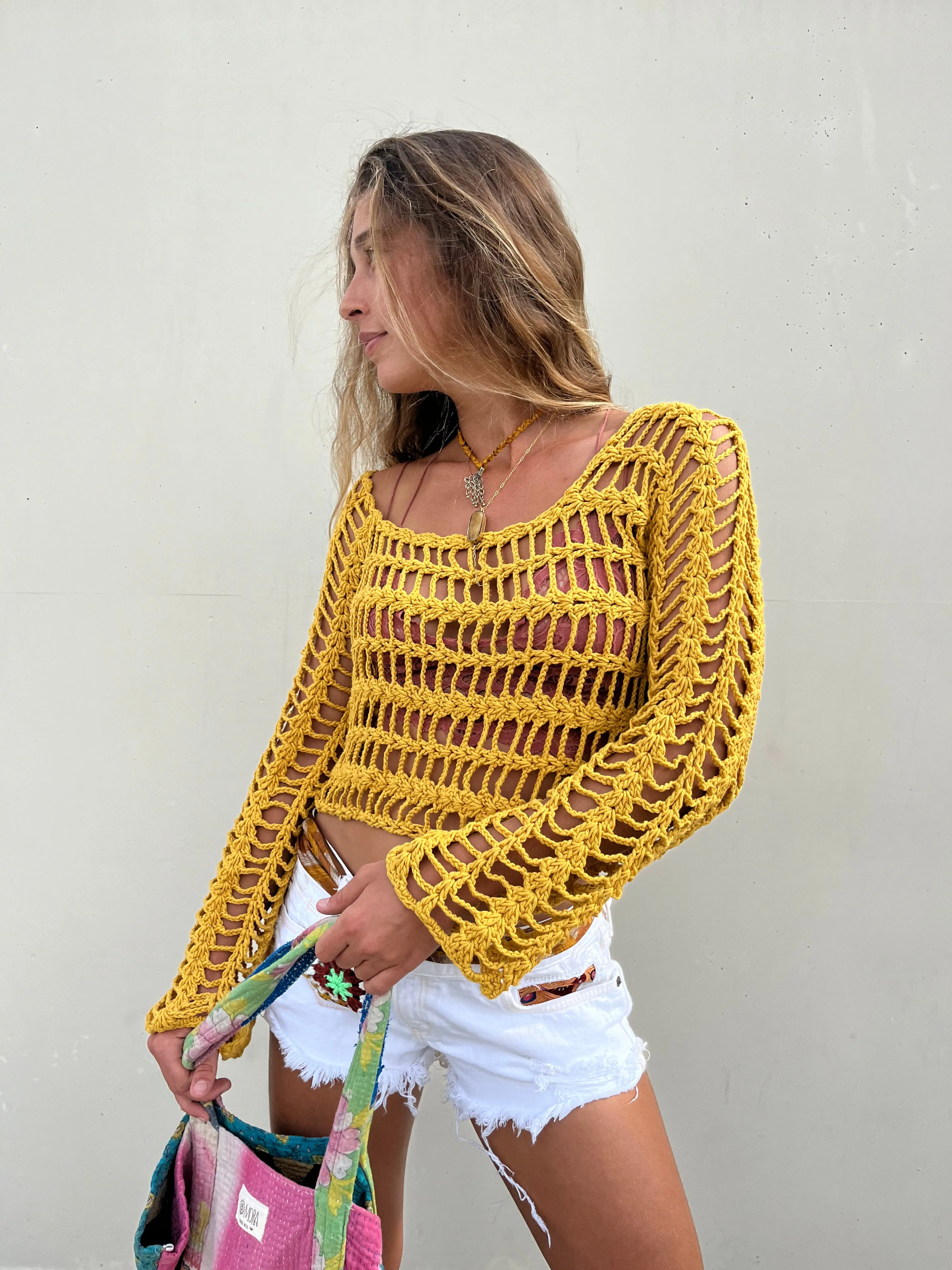 Cover Me in Sunshine Crochet Sweater