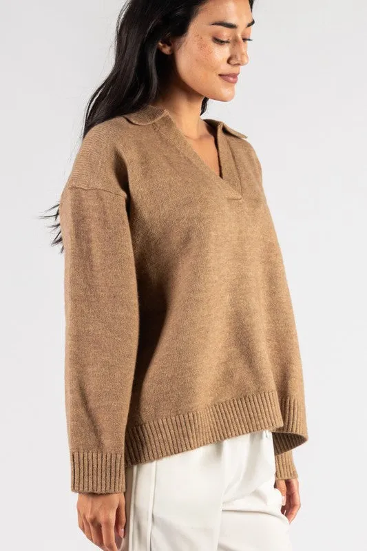 Cozy Up Sweater Top-Taupe