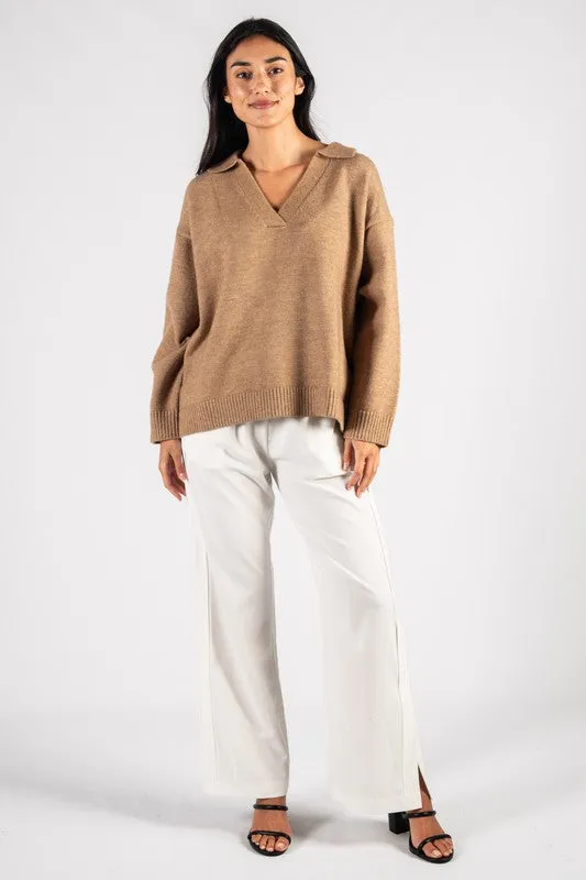 Cozy Up Sweater Top-Taupe