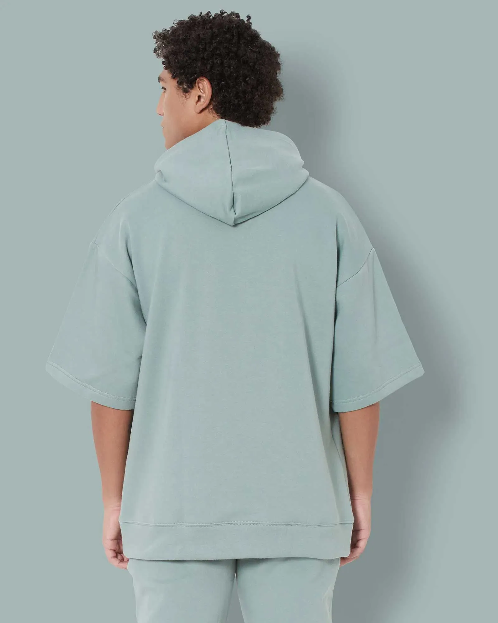 Crop Sleeves Oversized Hoodie: Tiffany Green