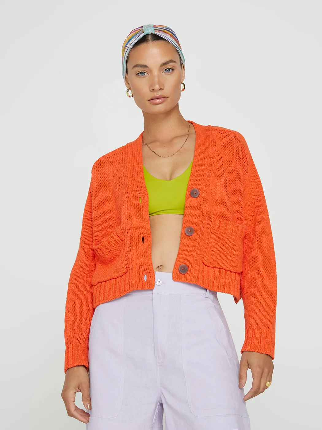 Cropped Cardigan - Papaya