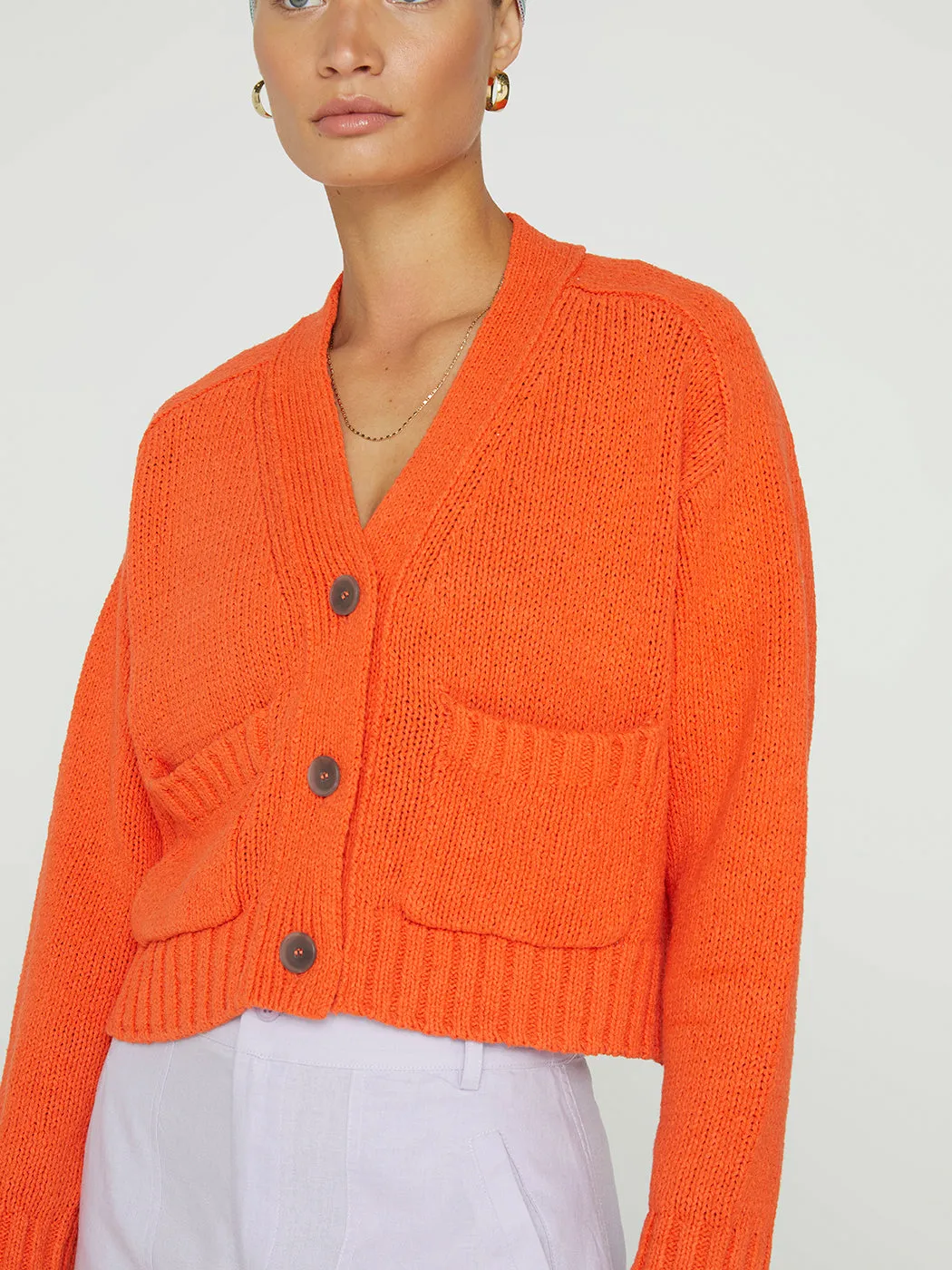 Cropped Cardigan - Papaya